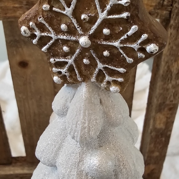 Iced Frosted Gingerbread  White Christmas Trees Decor 4 X 10" ~ Set Of 2 - Picture 3 of 3